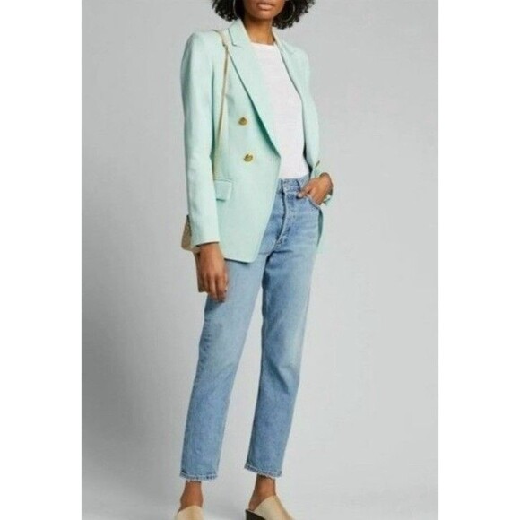 A.L.C Sedgwick II Blazer Mint Green Double Breasted Gold Button Jacket Size 2 - Picture 3 of 12